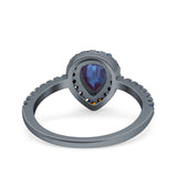 Teardrop Pear Natural Stone Halo Ring