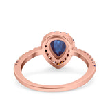 Teardrop Pear Natural Stone Halo Ring