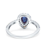 Teardrop Pear Natural Stone Halo Ring