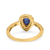 Teardrop Pear Natural Stone Halo Ring