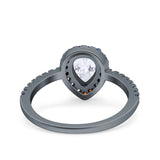Teardrop Pear Natural Stone Halo Ring