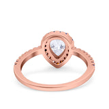 Teardrop Pear Natural Stone Halo Ring