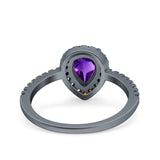 Teardrop Pear Natural Stone Halo Ring