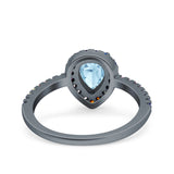 Teardrop Pear Natural Stone Halo Ring