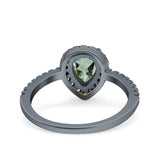 Teardrop Pear Natural Stone Halo Ring