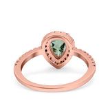 Teardrop Pear Natural Stone Halo Ring