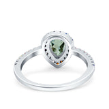 Teardrop Pear Natural Stone Halo Ring