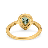 Teardrop Pear Natural Stone Halo Ring
