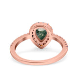 Teardrop Pear Natural Stone Halo Ring