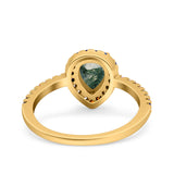 Teardrop Pear Natural Stone Halo Ring