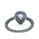 Teardrop Pear Natural Stone Halo Ring