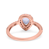 Teardrop Pear Natural Stone Halo Ring