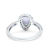 Teardrop Pear Natural Stone Halo Ring