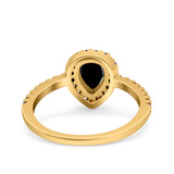 Teardrop Pear Natural Stone Halo Ring