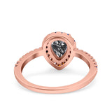 Teardrop Pear Natural Stone Halo Ring