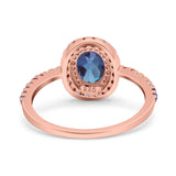 Oval Natural Stone Halo Wedding Ring