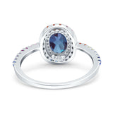 Oval Natural Stone Halo Wedding Ring