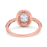Oval Natural Stone Halo Wedding Ring