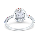 Oval Natural Stone Halo Wedding Ring