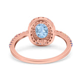 Oval Natural Stone Halo Wedding Ring