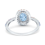 Oval Natural Stone Halo Wedding Ring