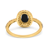 Oval Natural Stone Halo Wedding Ring