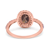 Oval Natural Stone Halo Wedding Ring