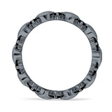Round Black CZ 3mm Love Heart Ring 925 Sterling Silver