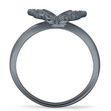 Heart Shaped Cluster Butterfly Ring 8.5mm Cubic Zirconia 925 Sterling Silver