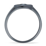 Art Deco 5.4mm Turquoise Evil Eye Ring 925 Sterling Silver
