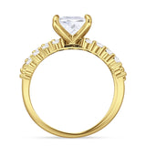 Art Deco 8mm Princess Cut Morganite CZ Stackable Ring 925 Sterling Silver