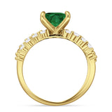 Art Deco 8mm Princess Cut Green Emerald CZ Stackable Ring 925 Sterling Silver
