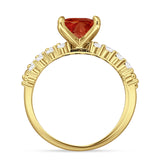 Art Deco 8mm Princess Cut Garnet CZ Stackable Ring 925 Sterling Silver