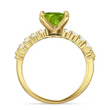 Art Deco 8mm Princess Cut Peridot CZ Stackable Ring 925 Sterling Silver