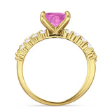 Art Deco 8mm Princess Cut Pink CZ Stackable Ring 925 Sterling Silver