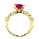 Art Deco 8mm Princess Cut Ruby CZ Stackable Ring 925 Sterling Silver