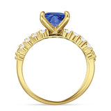 Art Deco 8mm Princess Cut Tanzanite CZ Stackable Ring 925 Sterling Silver