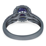 Art Deco Round Natural Stone Stackable Ring