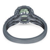 Art Deco Round Natural Stone Stackable Ring