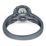 Art Deco Round Natural Stone Stackable Ring