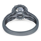 Art Deco Round Natural Stone Stackable Ring