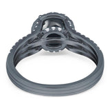 Art Deco Round Natural Stone Stackable Ring