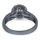 Art Deco Round Natural Stone Stackable Ring