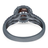 Art Deco Round Natural Stone Stackable Ring