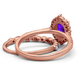 Art Deco Two Piece Oval Natural Stone Ring