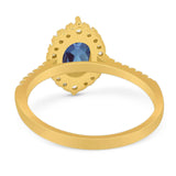 Art Deco Oval Natural Stone Wedding Ring