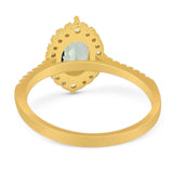 Art Deco Oval Natural Stone Wedding Ring