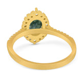 Art Deco Oval Natural Stone Wedding Ring