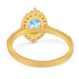 Art Deco Oval Natural Stone Wedding Ring