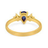 Pear Teardrop Natural Stone Trio Ring